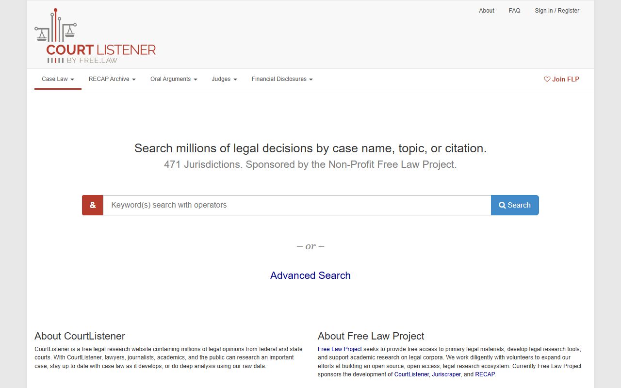 Beaufort County Superior Court and CourtListener federal public legal search