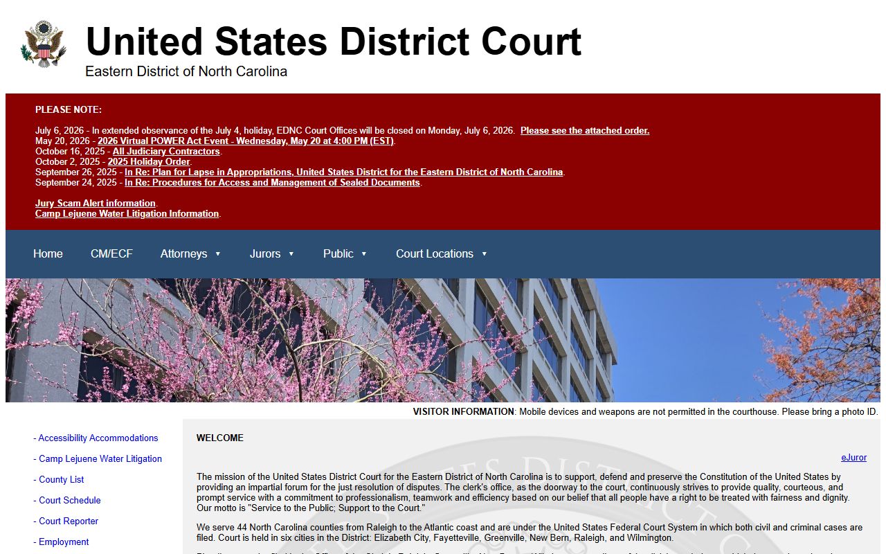 Beaufort County Superior Court and Eastern District of North Carolina federal court