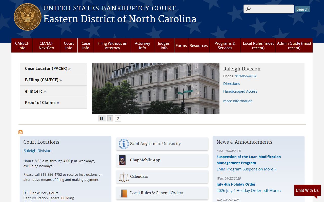 Beaufort County Superior Court and Eastern District bankruptcy court records