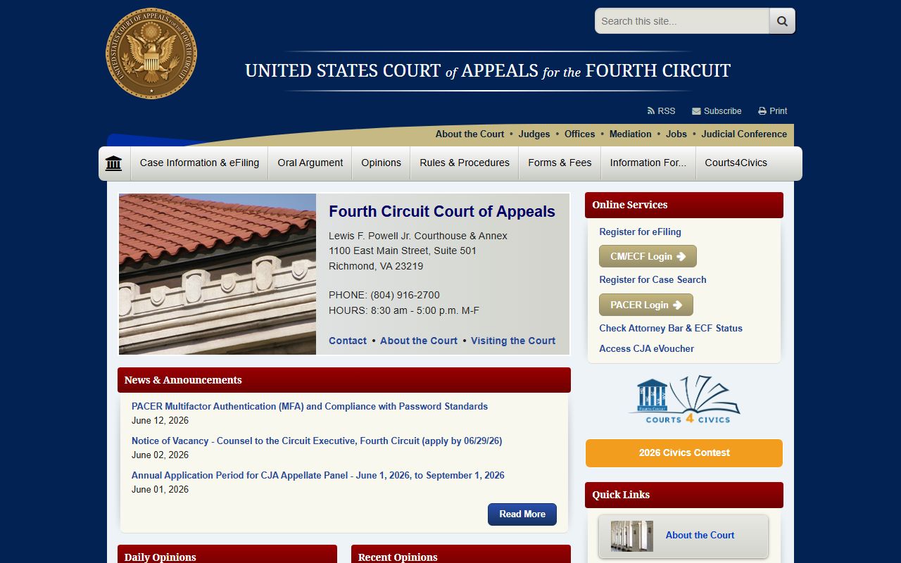 Beaufort County Superior Court and Fourth Circuit federal appeals