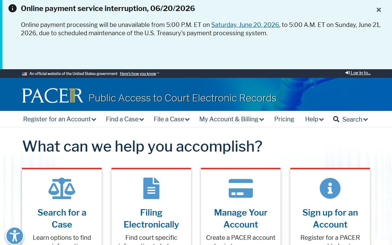 Beaufort County Superior Court federal PACER case access distinction