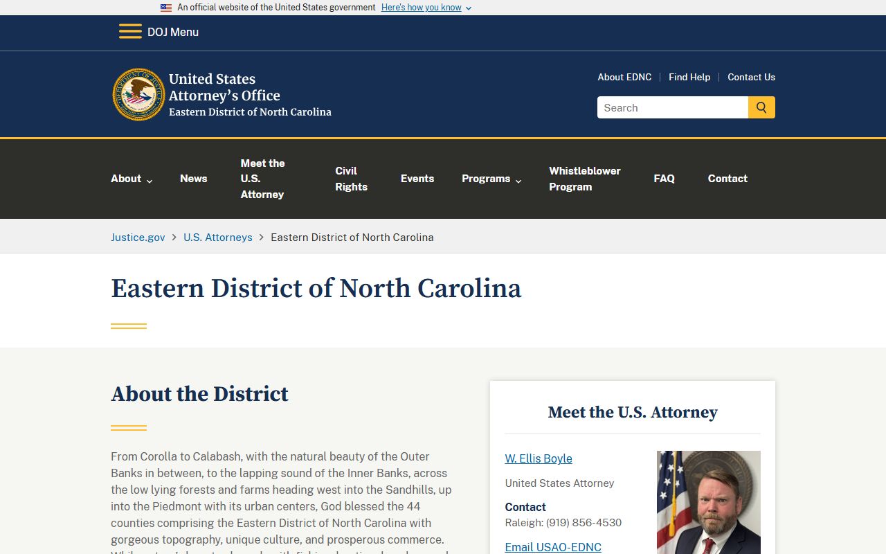 Beaufort County Superior Court and U.S. Attorney federal prosecution boundary