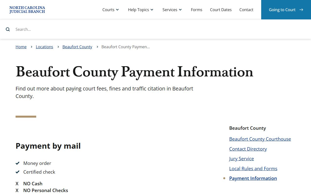 Beaufort County court records payment information