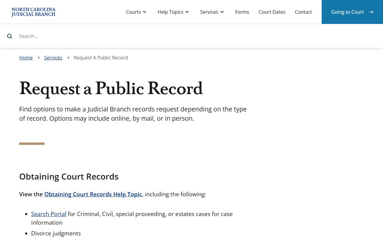 Beaufort County court records Judicial Branch public record request