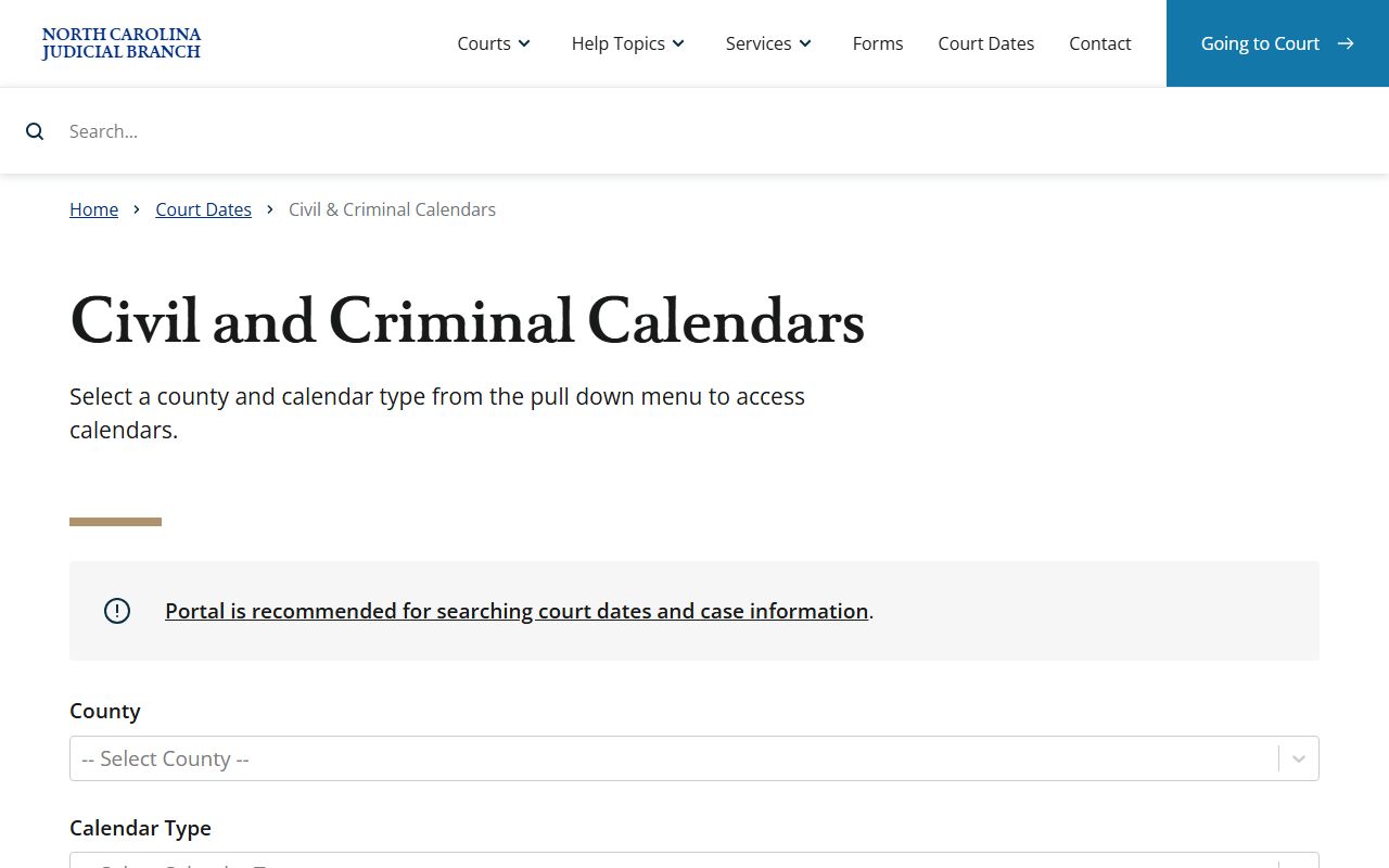Beaufort County court records calendar search
